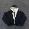Jaqueta acolchoada de algodão com capuz e gola de pele com escultura Suishan Design de inverno para homens Estilo Americano High Street cleanfit Jaqueta curta acolchoada de algodão