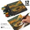 Marcadores de estilo chino de doble punta, ideales para estudiantes, arte, garabatear y pintura DIY; un juego de bolígrafos multicolores de punta suave y dura