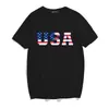 Camisetas de Verão Femininas Harajuku Casuais com Estampa da Bandeira dos EUA