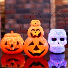 Tarro de Dulces de Halloween Transfronterizo Cubeta de Calabaza de Esqueleto Brillante Adornos de Decoración de Halloween Cubeta para Dulces de Halloween para Niños