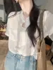 Camisa Ligera y Transpirable de Manga Corta con Oxígeno Natural y Lino Tencel, Top Holgado Delgado con Cuello Mao para Mujer, Verano