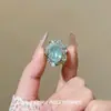 "Reino Secreto Subaquático" Anel Verde Menta Fresca com Diamantes Cintilantes, Acabamento Exquisito, Luxo Leve, Anel com Design de Nicho da Moda