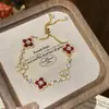 Pulsera de Flor de Diamante de Zirconia Estilo Coreano Fresca y de Alto Valor Facial Pulsera de Lujo Ligero Toque de Gama Alta Pulsera Hecha a Mano para Mujeres