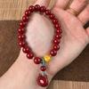 Pulsera de arena de cristal natural cinnabar pelo liso de fábrica bajo contenido recoger regalo para hombres y mujeres pulsera de pareja al por mayor