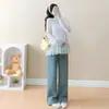 Conjunto de Dos Piezas: Chaleco Irregular de Capas Estilo Coreano Nuevo Otoño/Invierno 2026 + Top de Maternidad con Adorno de Encaje