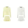 Exportación Transfronteriza Ropa de Mujer Otoño 2025 Estilo Europeo y Americano Chaqueta Cardigan con Cinturón + Conjunto de Falda Lápiz de Punto para Mujer