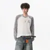 Camiseta de Malla Texturizada con Mangas Raglán de Lunares y Bloques de Color, Protección Solar Física, Manga Larga, Holgada y Transpirable, para Hombre y Mujer