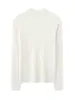 Blusa Versátil Outono/Inverno com Gola Meio-Alta em Lã Fina, Design Texturizado de Casca, 100% Lã, Estilo Elegante para o Dia a Dia