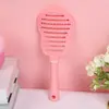Peine curvo grande copete alto peine abanico de plátano cabello largo para mujeres modelado masaje costillas peine hueco rosa