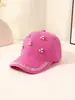Gorra de Béisbol de Mezclilla con Visera Curva Moda Unisex Versátil de Verano Casual Protector Solar Tendencia con Pedrería