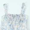 6729-24 Verano Nuevo Retro Francés Cintura con Cordón Abertura Estampado Porcelana Azul y Blanco Vestido Casual de Tirantes
