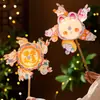 Linternas del Festival de Mediados de Otoño, Molinillos de Viento Giratorios de Mano, Linternas Brillantes, Kits de Materiales Hechos a Mano para DIY, Linternas de Conejo de Dibujos Animados para Niños