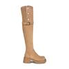 Fundo grosso 7CM-veludo de ovelha Pequim acolchoado forrado de fleece cano alto cano longo botas de algodão femininas inverno novo plataforma alta botas finas