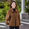 Colección de otoño estilo mamá: abrigo de lana moderno y elegante con cuello alto, perfecto para mujeres de mediana edad y mayores, un abrigo de lana elegante y chic para otoño e invierno
