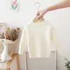 Camiseta Base para Niños, Estilo Otoño e Invierno Blanco, Prenda Interior de Punto Grueso Cálido para Bebés, Suéter Pulóver para Niñas