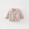 Feliz Conejito Niña Bebé Más Terciopelo Algodón Ropa Chaqueta de Algodón Estilo Coreano Otoño/Invierno Versión Coreana Cárdigan Chaqueta Caliente Top