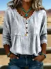 2026 Nueva Camiseta Estampada Transfronteriza de Cuello en V Top de Encaje Elegante Camisa Casual para Viajes Diarios para Mujer Verano