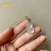 Pingente Buda de Gelo, Material de Cavalo, Pingente de Calcedônia Branca, Pingente de Jade Buda de Gelo Alto, Amuleto Buda Maitreya de Ágata Fluorescente Transparente Gelo