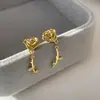 Pendientes de Plata de Ley 925 con Pasador Estilo Francés de Alta Calidad con Pequeños Guisantes Dorados Pendientes Pequeños Simples para Mujer Pendientes de Estilo Frío Versátiles