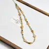 Nuevo Collar de Piedra Natural Multicolor Estilo Chino Cadena de Clavícula con Cuentas de Colores Estilo Bohemio Collar Apilado Cadena para Suéter para Mujeres