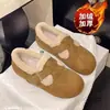 Sapatos Birkenstock Plataforma de Solado Grosso para Mulheres, Novo Estilo Outono e Inverno 2026, Forrados com Lã, Quentes, Versáteis Mocassins, Botas de Neve, Sapatos de Algodão
