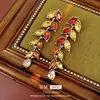 Set de Borla de Espiga de Trigo Incrustada con Diamantes Vintage para Mujer, Joyería de Moda, de Nicho, Versátil con un Toque de Lujo Ligero y de Alta Gama