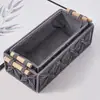 Caja de almacenamiento tejida a mano, caja de pañuelos de escritorio, cesta para artículos varios, cesta de almacenamiento de cosméticos para escritorio, cesta de algodón hueca con patrón de hoja