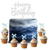 Festa de Aniversário Transfronteiriça Cupcake Mesa de Sobremesa Toppers Gravata Borboleta Decorações Caixa de Presente Fita de Presente Decoração