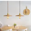 Luminária Pendente Restaurante UFO Ziyou, Estilo Vintage, 60% Novo, Iluminação Simples Redonda para Mesa de Jantar, Pendente para Balcão de Bar e Ilha, Madeira de Nogueira