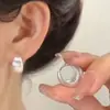 Pendientes de Aro Minimalistas Mate Cepillados Populares Estilo Coreano para Mujer, Diseño Único, Pendientes Elegantes de Influencer, Venta al por Mayor para Transmisiones en Vivo