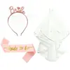 Set de velo para despedida de soltera de la futura novia con banda para el hombro con relieve dorado, velo, diadema y cinta ceremonial