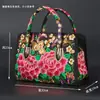 Estilo étnico bordado portátil bandolera doble uso bolsa tambor lona bordada bolsa floral viaje hombro portátil bolsa para mujer