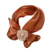 Bufanda de Seda Floral de Color Sólido de Alta Gama para Mujer, Versátil Decoración de Cuello para Primavera y Verano