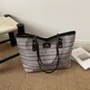 Bolso Tejido Arcoíris para Mujer, Estilo Vacaciones de Verano en la Costa, Nuevo Modelo 2026, Bolso de Gran Capacidad para el Trabajo, Bolso de Playa de Paja