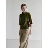 Otoño Nuevo Estilo Lujo Ligero Suave Elegante Cuello Semi Alto Cintura Ceñida Holgado Prendas de Punto Adelgazantes Talla Única para Mujer