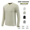 Camiseta de Algodón Mercerizado para Hombre Otoño Nuevo Cuello Redondo Manga Larga de Algodón Camiseta Base Cálida para Hombre Primavera 2025