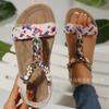 Sandálias femininas de alta qualidade, sandálias e chinelos com miçangas e flores boêmias, folhas c111, pequeno vento perfumado, comércio exterior, sapatos de praia plus size