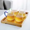Taza con Asa de Vidrio de Color Textura Martillada para Beber Té, Taza Estilo Japonés con Patrón de Agua, Taza para Desayuno con Leche, Taza de Café Transparente, Estilo Concubina Imperial