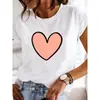 Top Retrô Simples de Gola Redonda com Estampa Floral de Plantas e Letras, Tamanho Grande, para Primavera e Verão