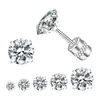 Pendientes de Acero de Titanio con Circonita Integrada de Cuatro Garras Transfronterizos para Hombres y Mujeres, Pendientes Pequeños Sencillos, Clavos Súper Brillantes para Cartílago, Pendientes al por Mayor