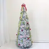 Árbol Plegable de PVC Flocado Navideño de 1.8m Árbol de Navidad Decoración de Ventana de Centro Comercial Adornos Navideños Atmósfera Navideña