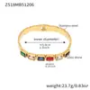 Pulseira Quadrada de Vidro Colorido e Pedra em Aço Inoxidável Design de Nicho Ins Joias Modernas e Descoladas Europeias e Americanas Banhada a Ouro 18K Que Não Desbota