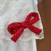 Horquilla para el pelo con lazo de lunares rojos estilo francés con diseño lateral Pin de pico de pato Versátil para la parte trasera de la cabeza Horquilla