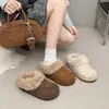 Pantuflas de algodón Birkenstock de estilo casual para mujer, aptas para usar en exteriores, nuevo modelo otoño e invierno 2026, zapatillas de media caña cerradas de punta peludas con forro de felpa, modernas