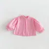Camisa Boneca Gola de Orelha de Madeira para Meninas 2026 Nova Outono Bebê Camisa Xadrez Camisa Infantil zqy6130
