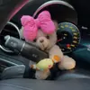 Urso de pelúcia criativo boneco de desenho animado decoração de limpador de para-brisa de carro pisca-alerta do carro enfeites de carro