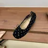 Aumento interior de altura de 3 cm Bailarinas retro francesas 2026 nuevos zapatos planos de punta fina con lunares versátiles para el trabajo bailarinas con lazo