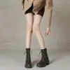 Botas Martin Cómodas con Cordones para Mujer, Botines de Tacón Alto de Cuero Suave, Nuevo Estilo Otoño e Invierno, Versátiles, Cierre Trasero, Punta Redonda, Tacón Grueso, Botas Ajustadas