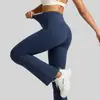 Calças Boca de Sino Juyitang de Pernas Largas, Cintura Alta, Levanta Bumbum, Aperta Barriga, Alta Elasticidade, Sem Costura Emagrecedoras para Yoga