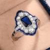Cao Shi charmoso pavão azul anel de óleo gotejamento desenho design feminino anel laço oco anel fino atacado